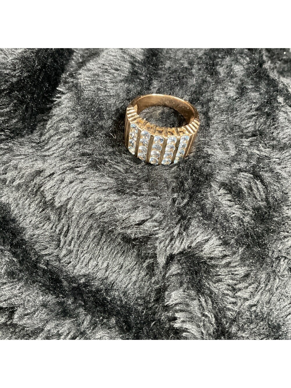 925 STERLING SILVER VERMEIL & IOLITE WIDE BAND RING SIZE 8